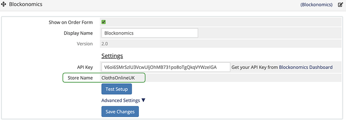 Store Name displayed in Plugin settings
