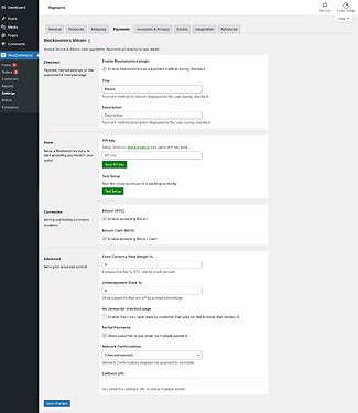 Blockonomics WooCommerce Settings